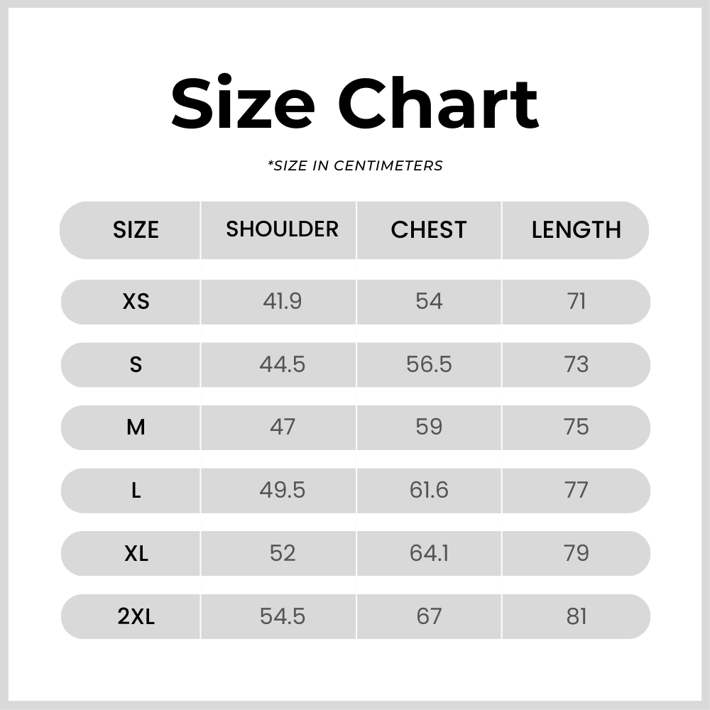 Size chart for 