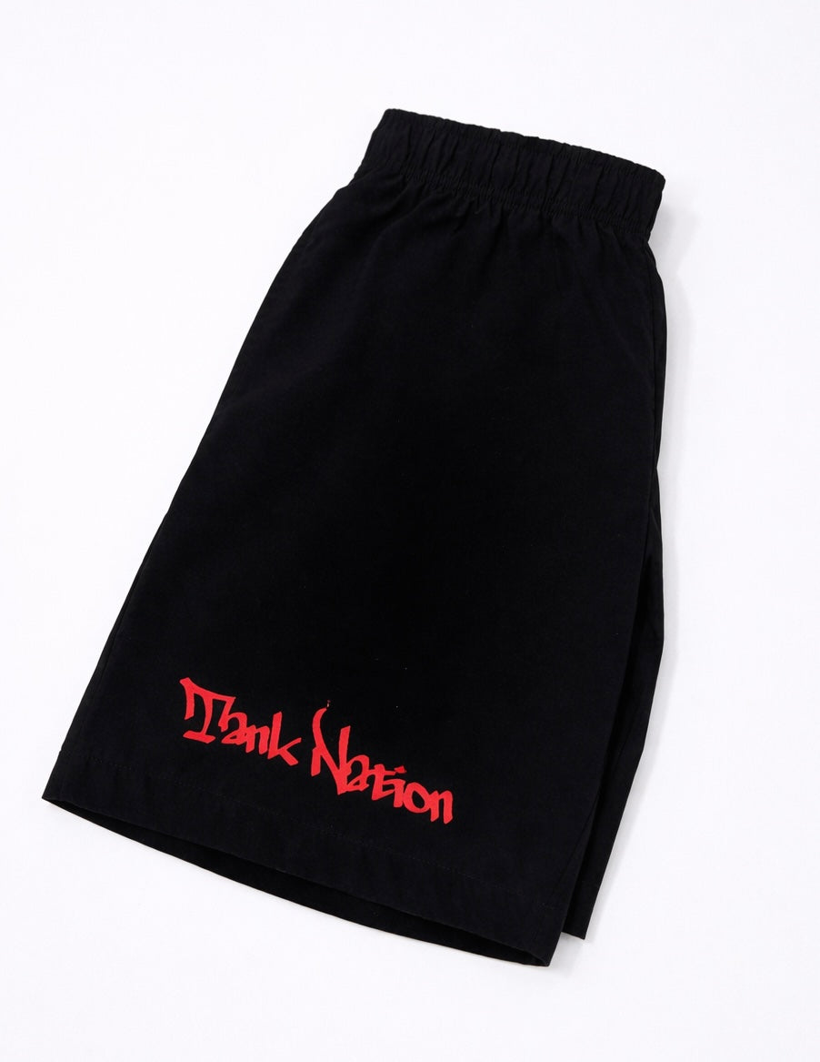 Street Logo Shorts Black n Red