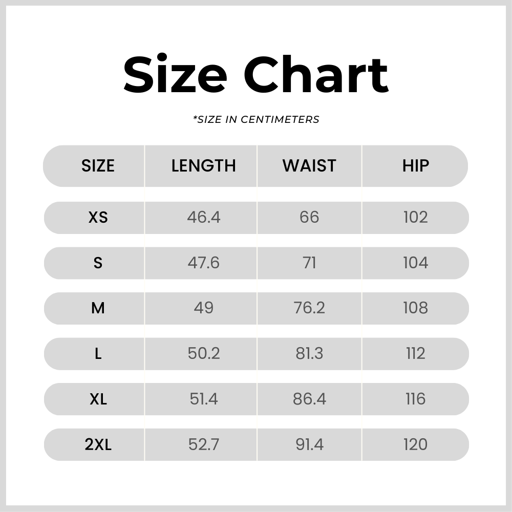 Size chart for 