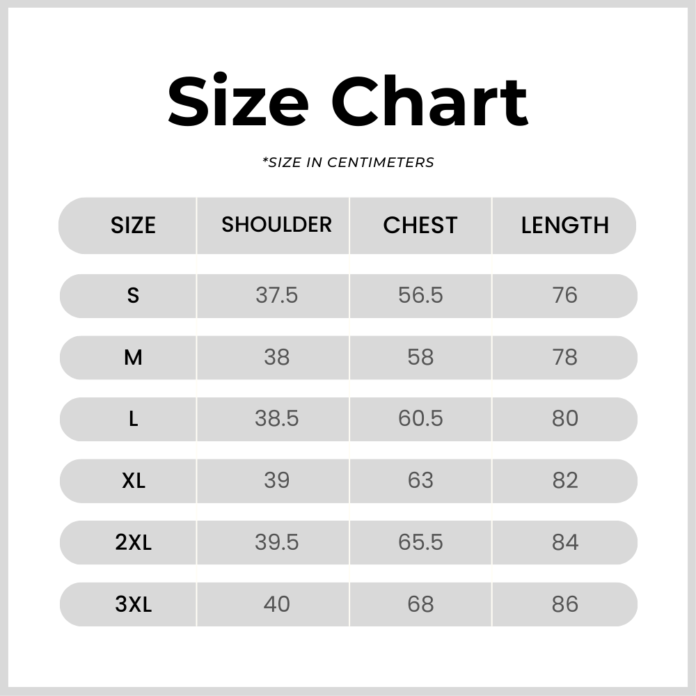 Size chart for 