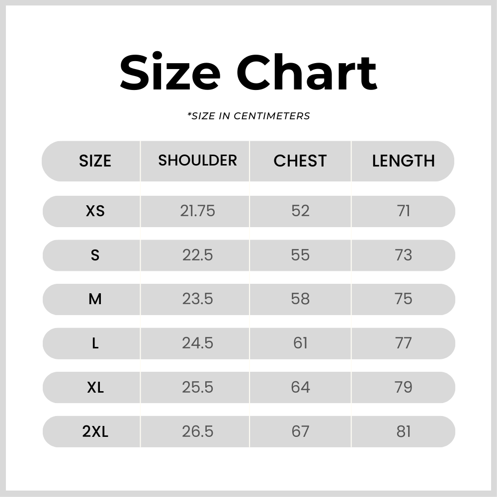 Size chart for 